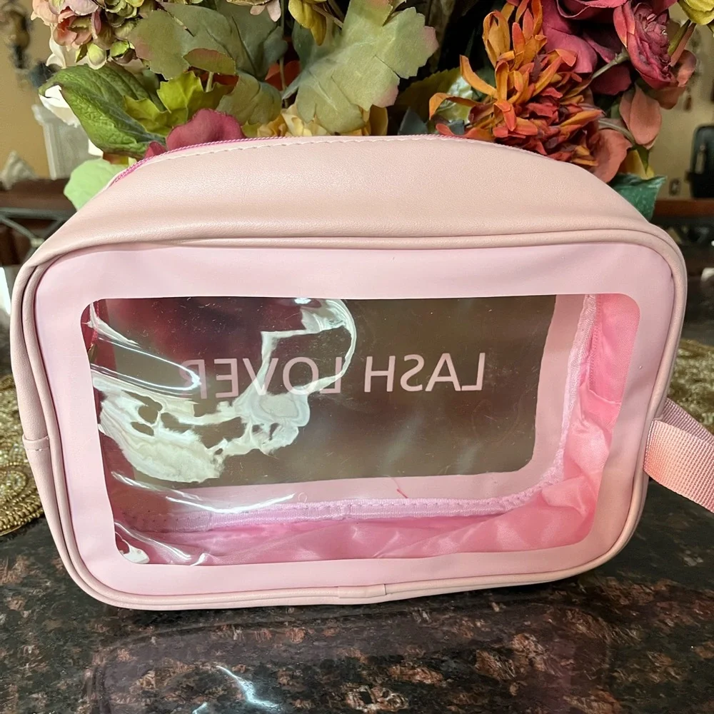Lash Lover Clear And Pink Travel/Makeup Bag